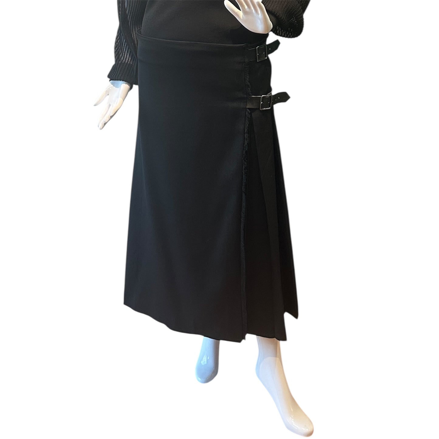 Preowned-Burberry Wrap Pleated Skirt (12)