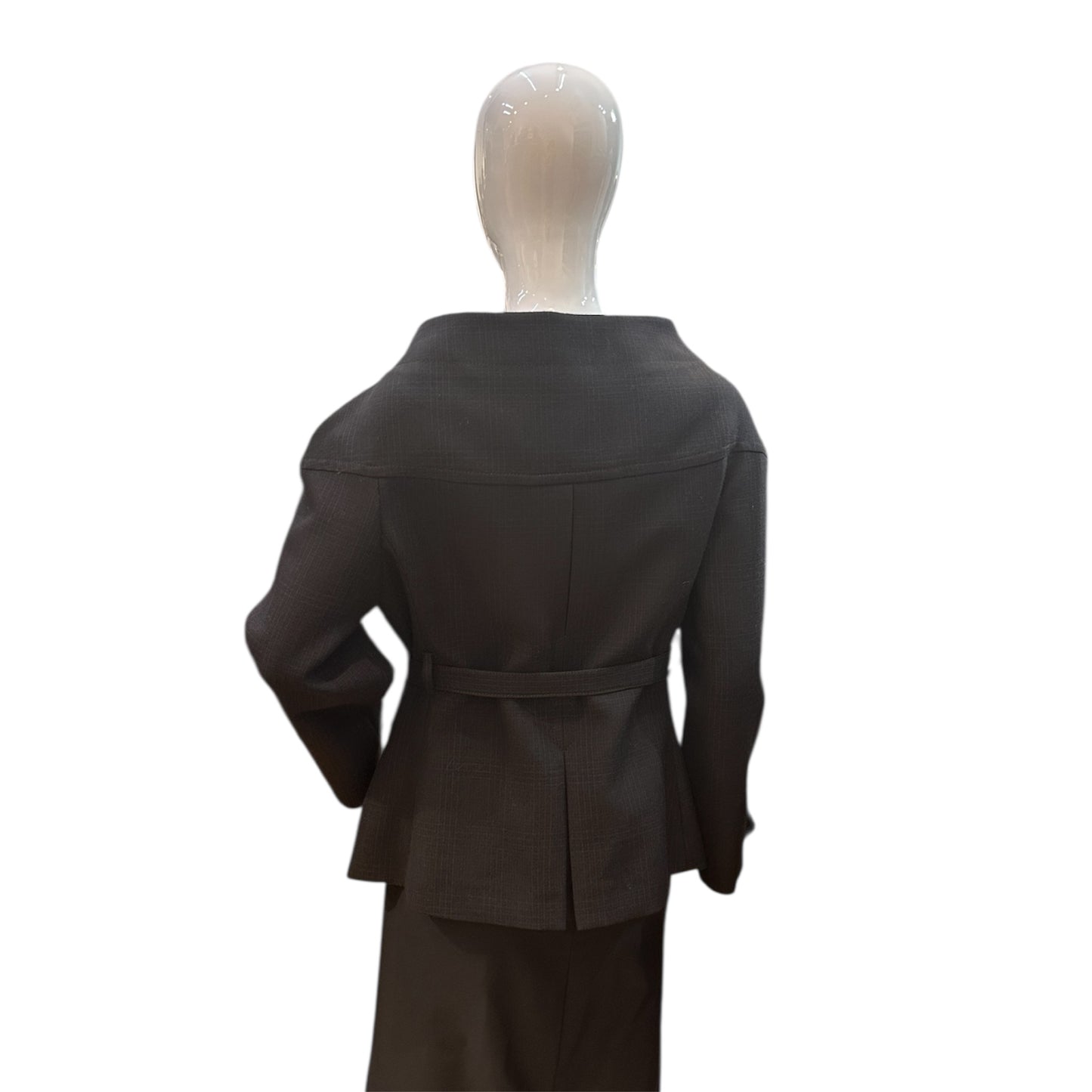 Preowned- Prada Plaid Double-breasted belted waist Coat (44)