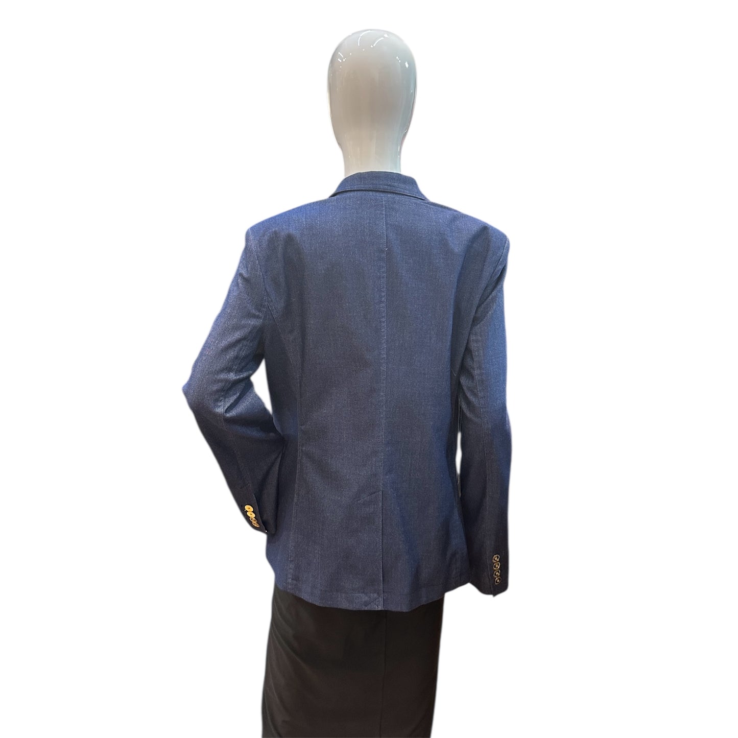 Preowned- Michael Kors Navy Blue Stretch Cotton Blazer (14)