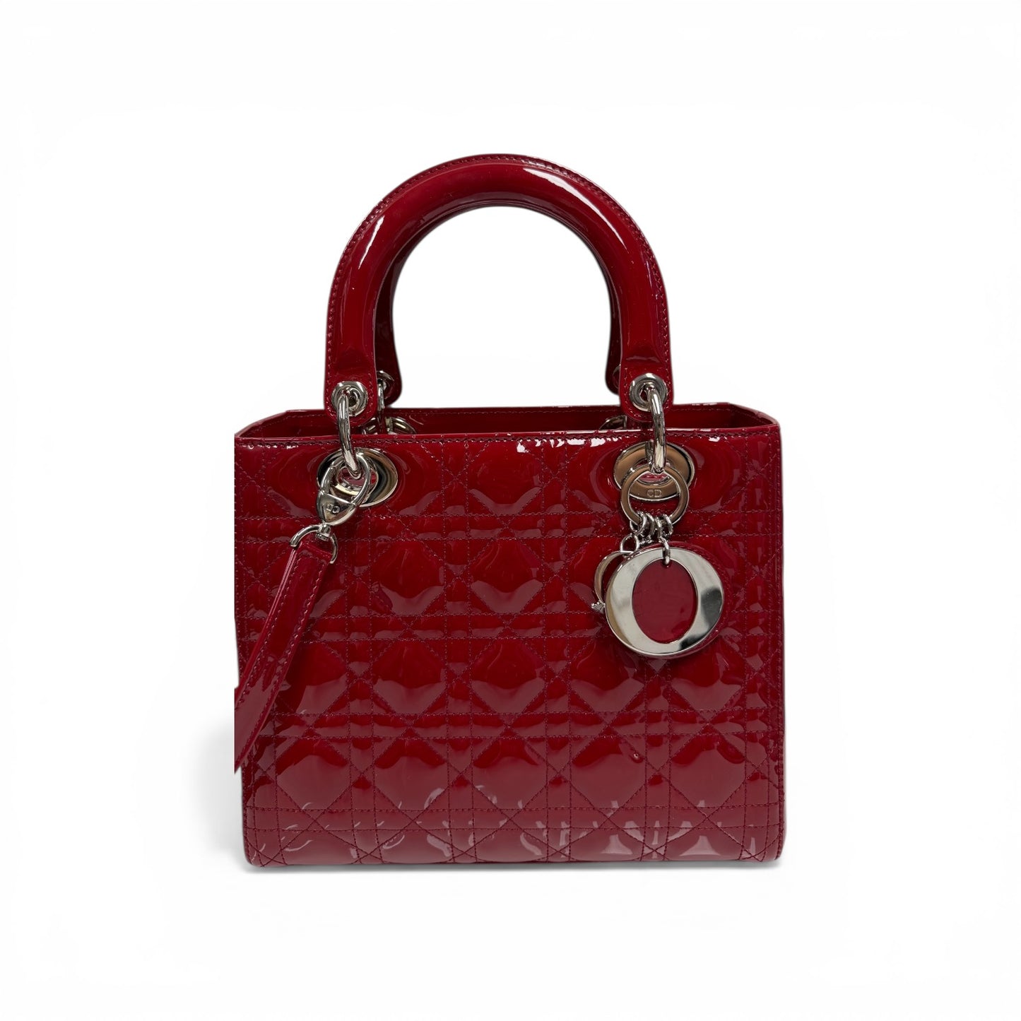 Preowned Authenthic Christian Lady dior Patent Leather  Medium Authenthic