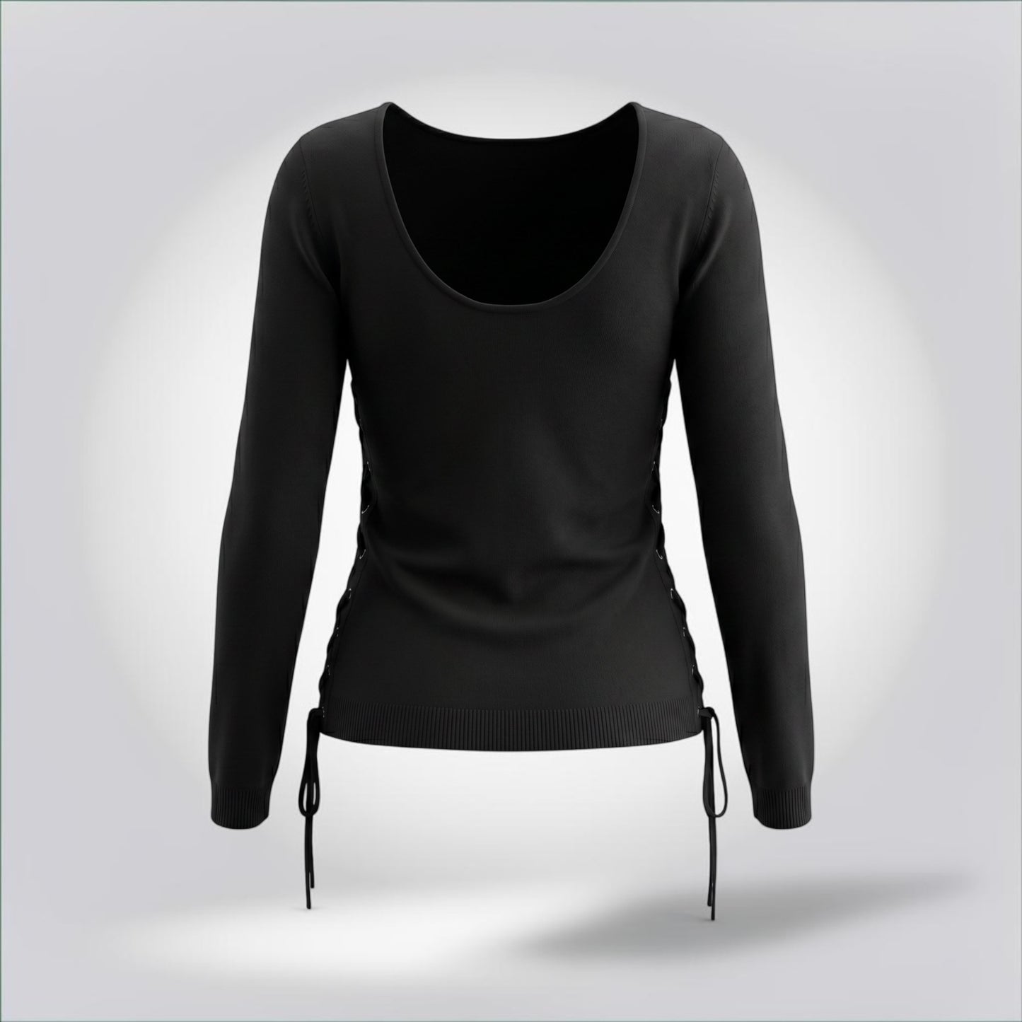 Pre-Owned Dolce & Gabbana Black Long Sleeve Fitted Knit Top Drawstring Tie Hem — Size S — Very Good | Style Reissue Vancouver