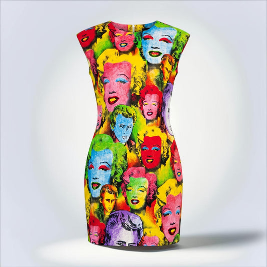 Pre-Owned Versace Tribute SS1991 pop art Marilyn Monroe print cap sleeve mini dress vintage — Style Reissue Vancouver