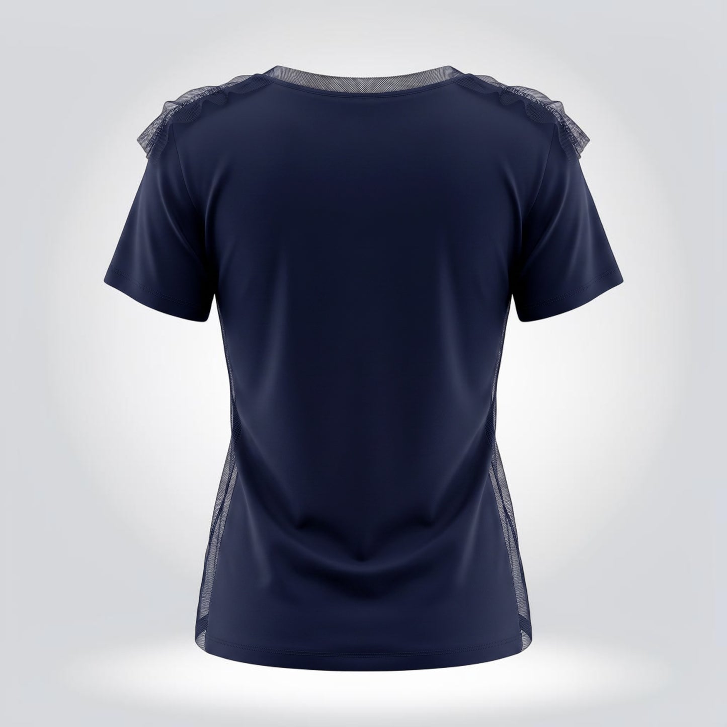 Pre-Owned Lanvin Paris Navy Mesh Layered Rosette Short Sleeve Top — Size M — Good | Style Reissue Vancouver