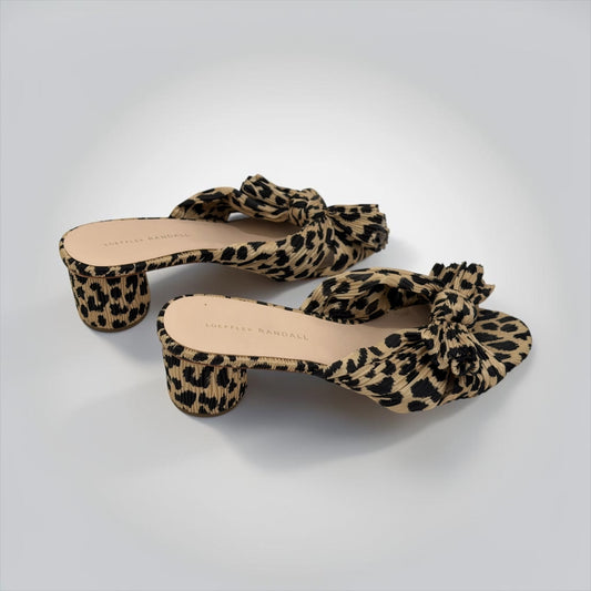 Pre-Owned Loeffler Randall Emilia leopard pleated knot mules — Style Reissue Vancouver