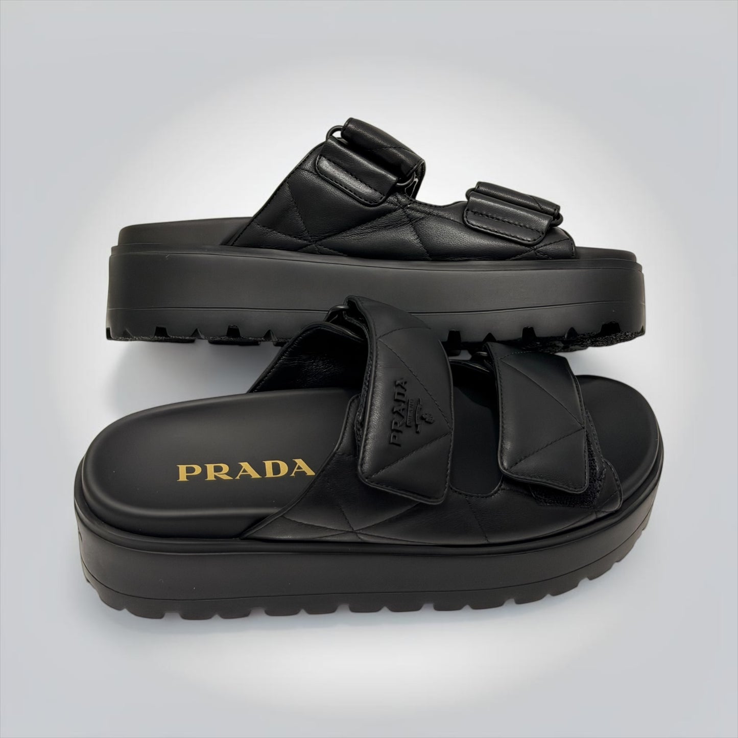 Pre-Owned Prada Black Quilted Nappa Leather Padded Slide Sandals Size 37.5 — Pristine | Style Reissue Vancouver