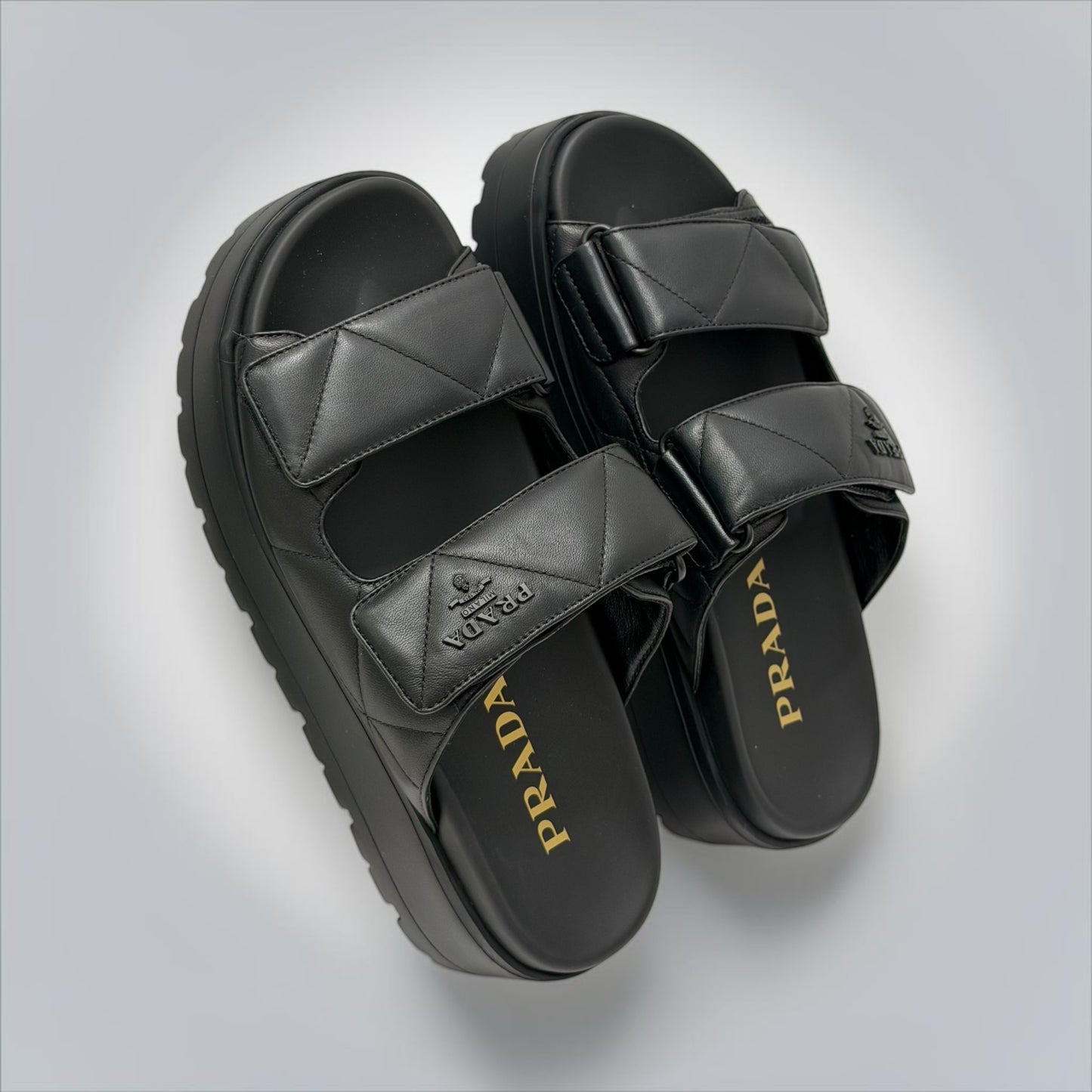 Pre-Owned Prada Black Quilted Nappa Leather Padded Slide Sandals Size 37.5 — Pristine | Style Reissue Vancouver