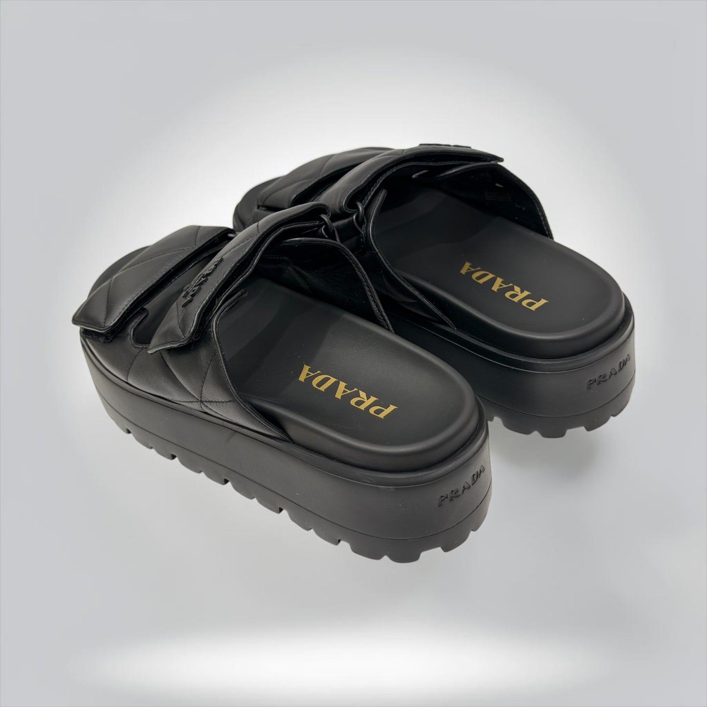 Pre-Owned Prada Black Quilted Nappa Leather Padded Slide Sandals Size 37.5 — Pristine | Style Reissue Vancouver