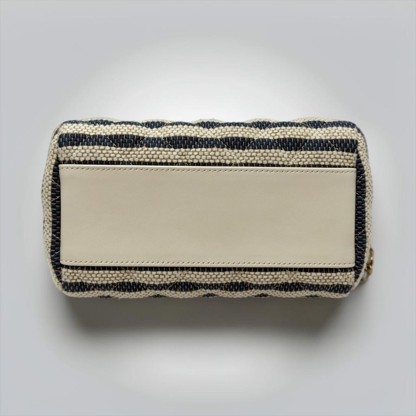 Pre-Owned Chanel Mini Timeless Classic Barrel Bag Blue Beige Stripe Light Gold Hardware — Pristine | Style Reissue Vancouver