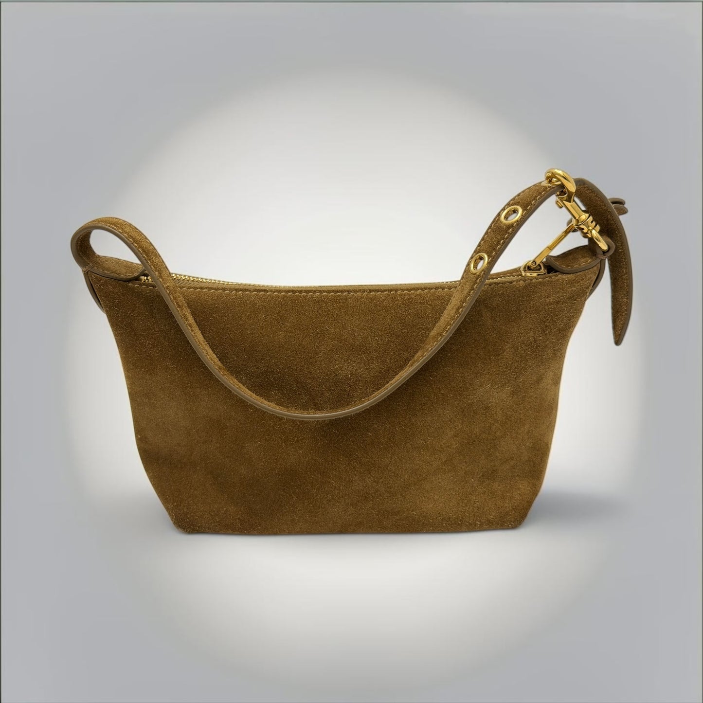 Pre-Owned Miu Miu Brown Suede Small Shoulder Bag Embossed Logo Gold Hardware — Very Good | Style Reissue Vancouver