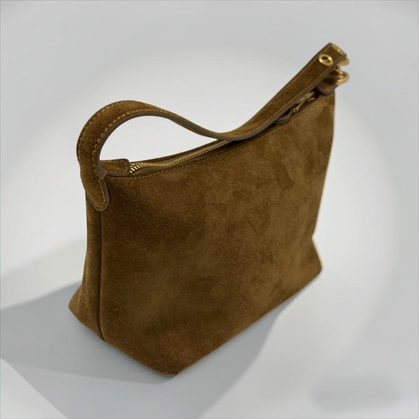 Pre-Owned Miu Miu Brown Suede Small Shoulder Bag Embossed Logo Gold Hardware — Very Good | Style Reissue Vancouver