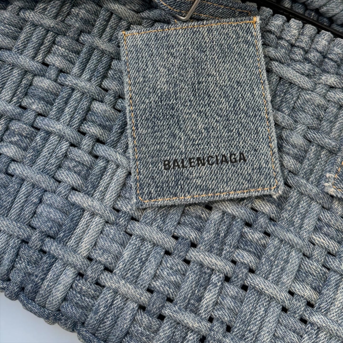 Pre-Owned Balenciaga Bistro XS Basket Bag Washed Frayed Denim Braided Silver Hardware — Pristine | Style Reissue Kerrisdale Vancouver