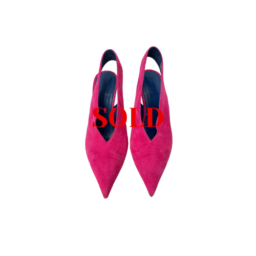 Celine Pointy Suede Slingback Pumps - 37