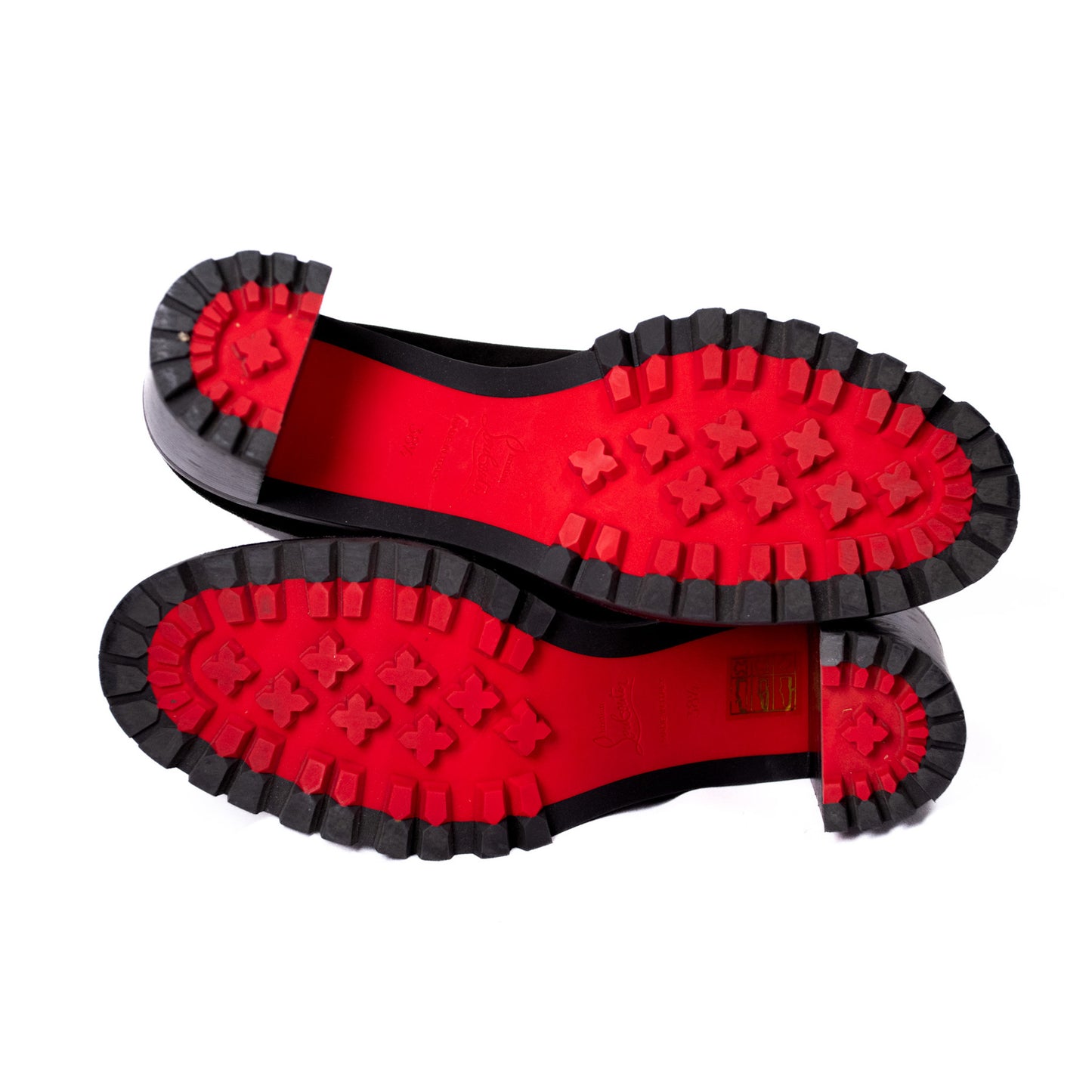 Pre-Owned Louboutin Calfskin Suede Alphabouton 70 Boots (38.5)