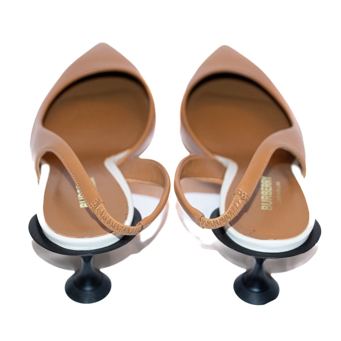 Pre-Owned Burberry Leather Slingback Kitten Heels (38)
