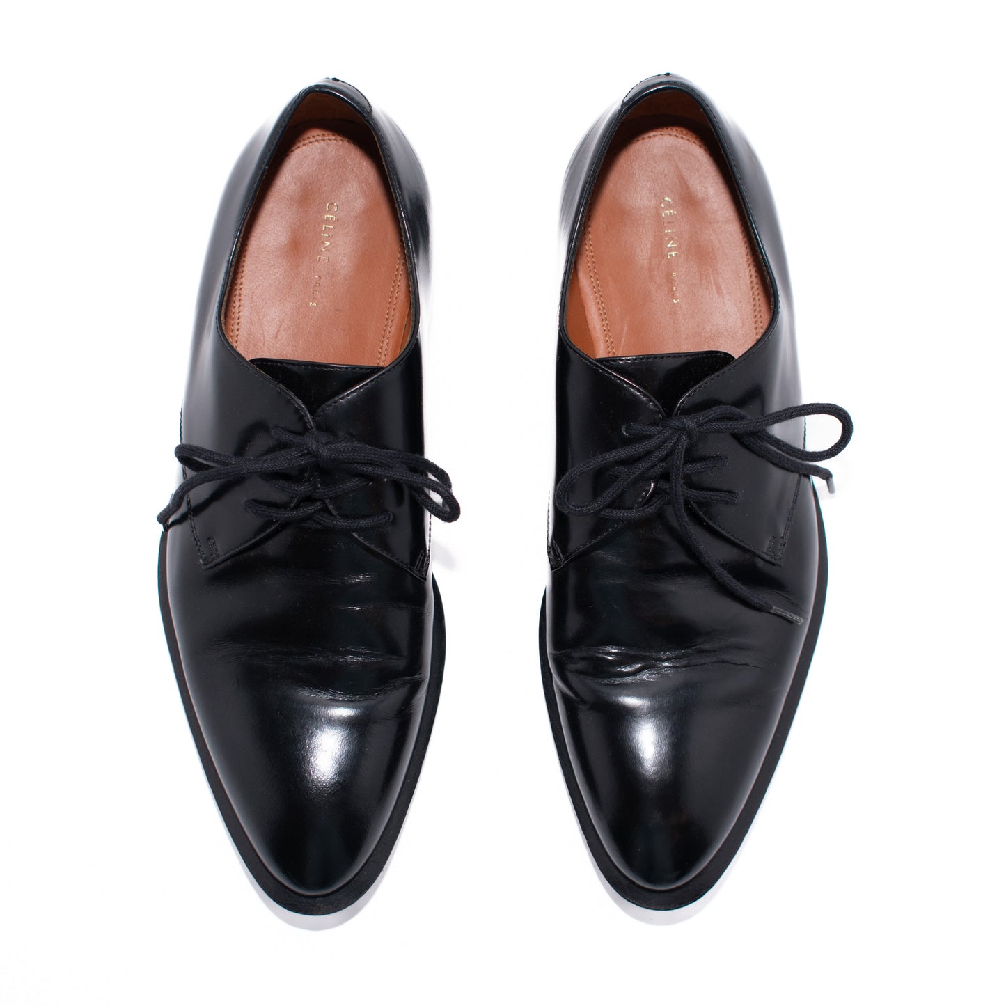 Pre-Owned Celine Lace Up Leather Loafers (36)