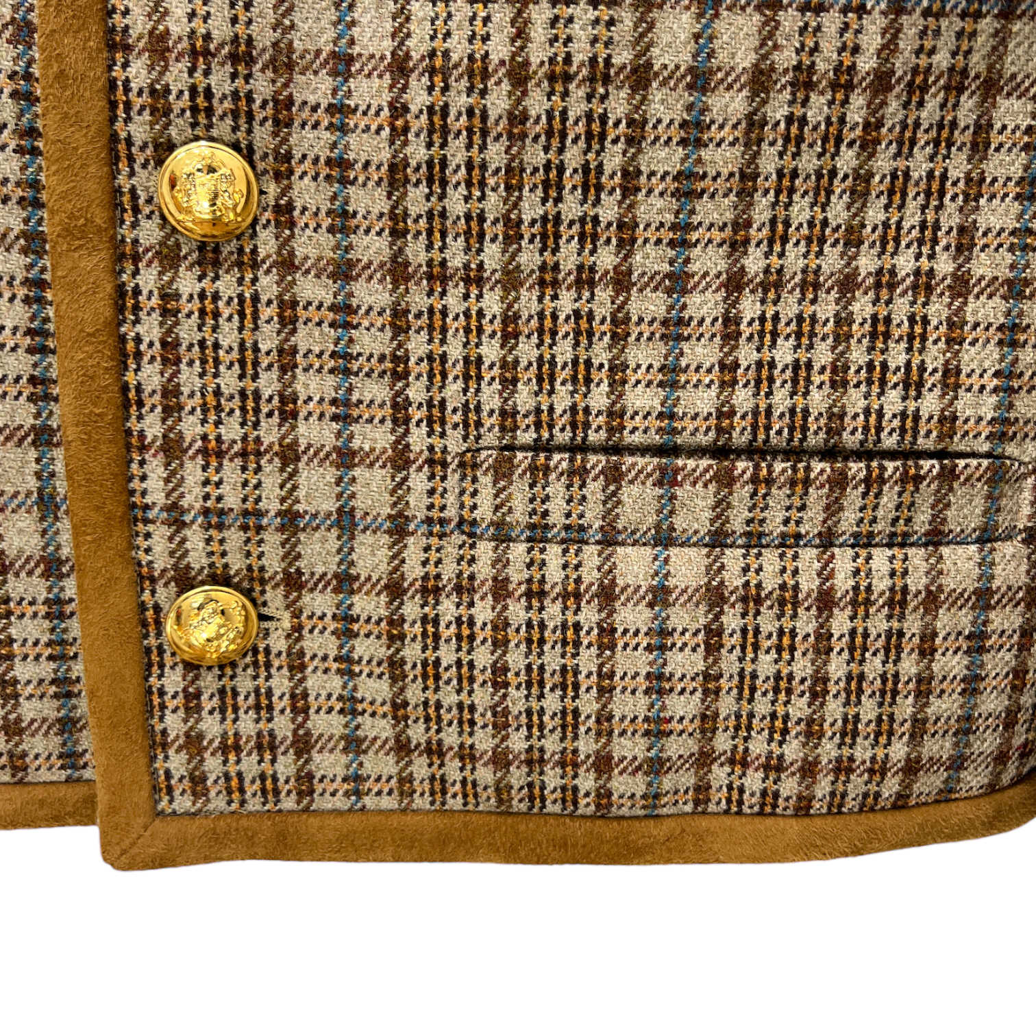 celine brown plaid chausseur jacket detail zoom