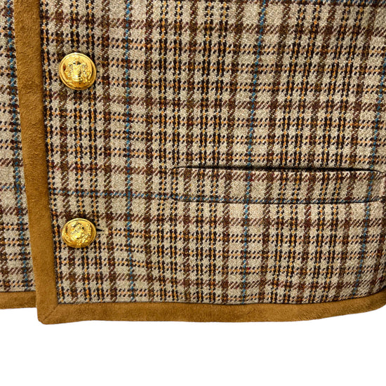 celine brown plaid chausseur jacket detail zoom