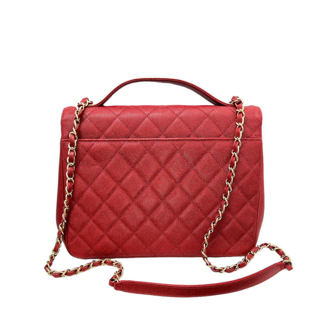 chanel red caviar business affinity bag back view