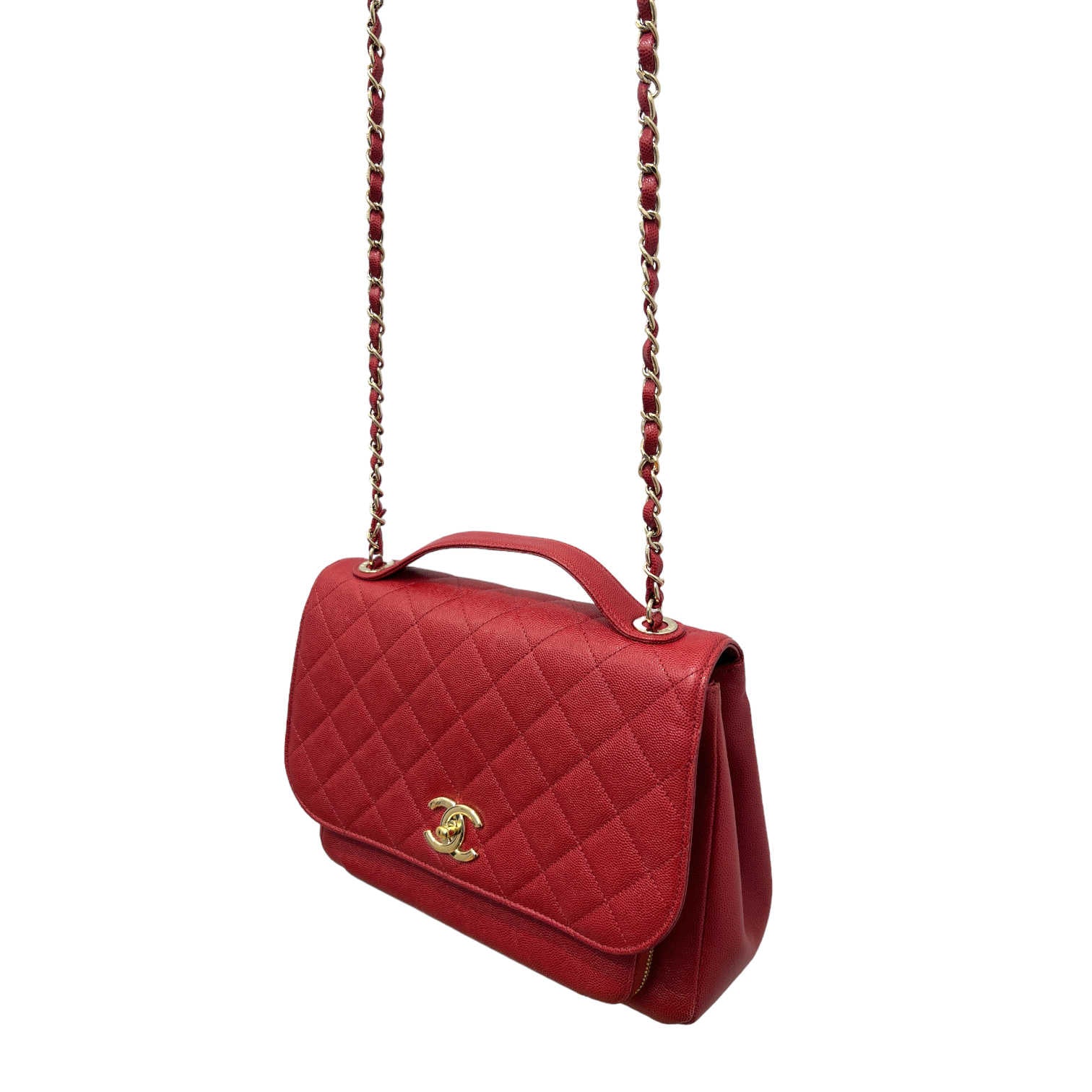 chanel red caviar business affinity bag shoulder drop