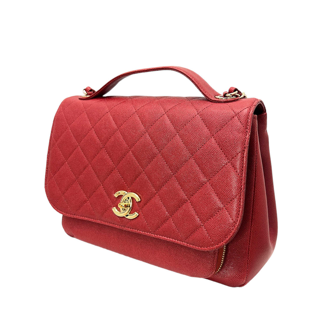 chanel red caviar business affinity bag excellent condition front view