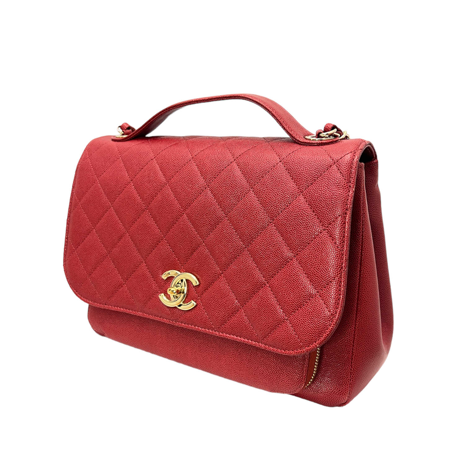 chanel red caviar business affinity bag excellent condition front view