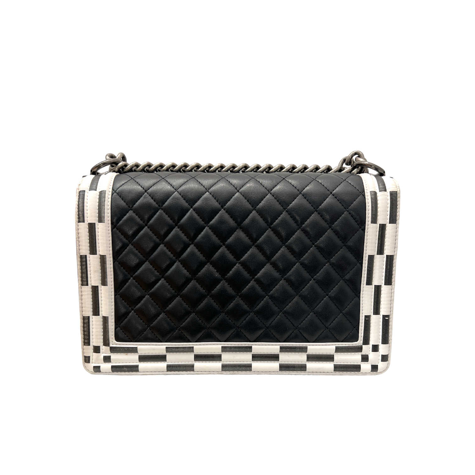 chanel medium checkerboard boy bag back view