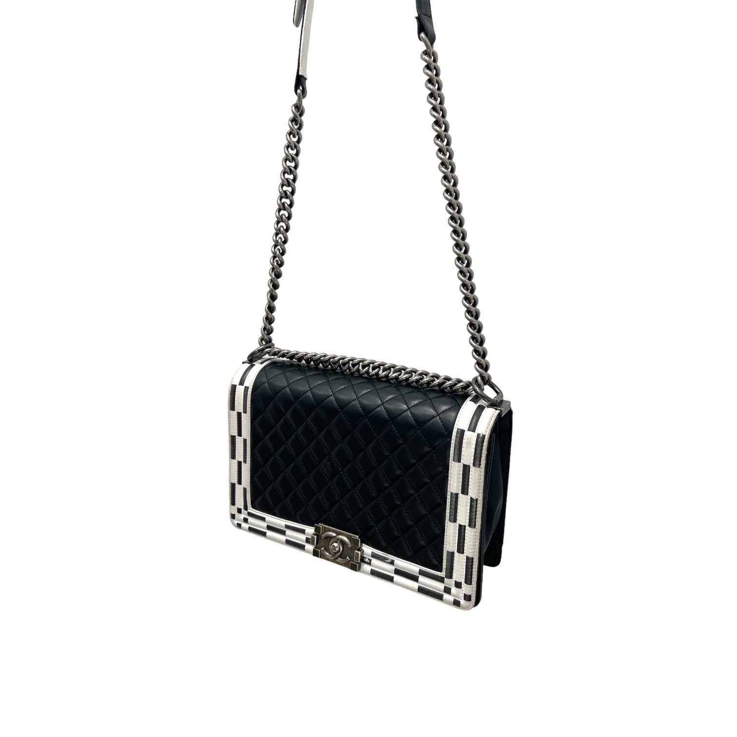 chanel medium checkerboard boy bag shoulder drop