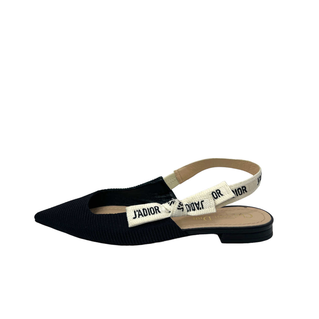 dior black j'adior slingback flats left outer side view