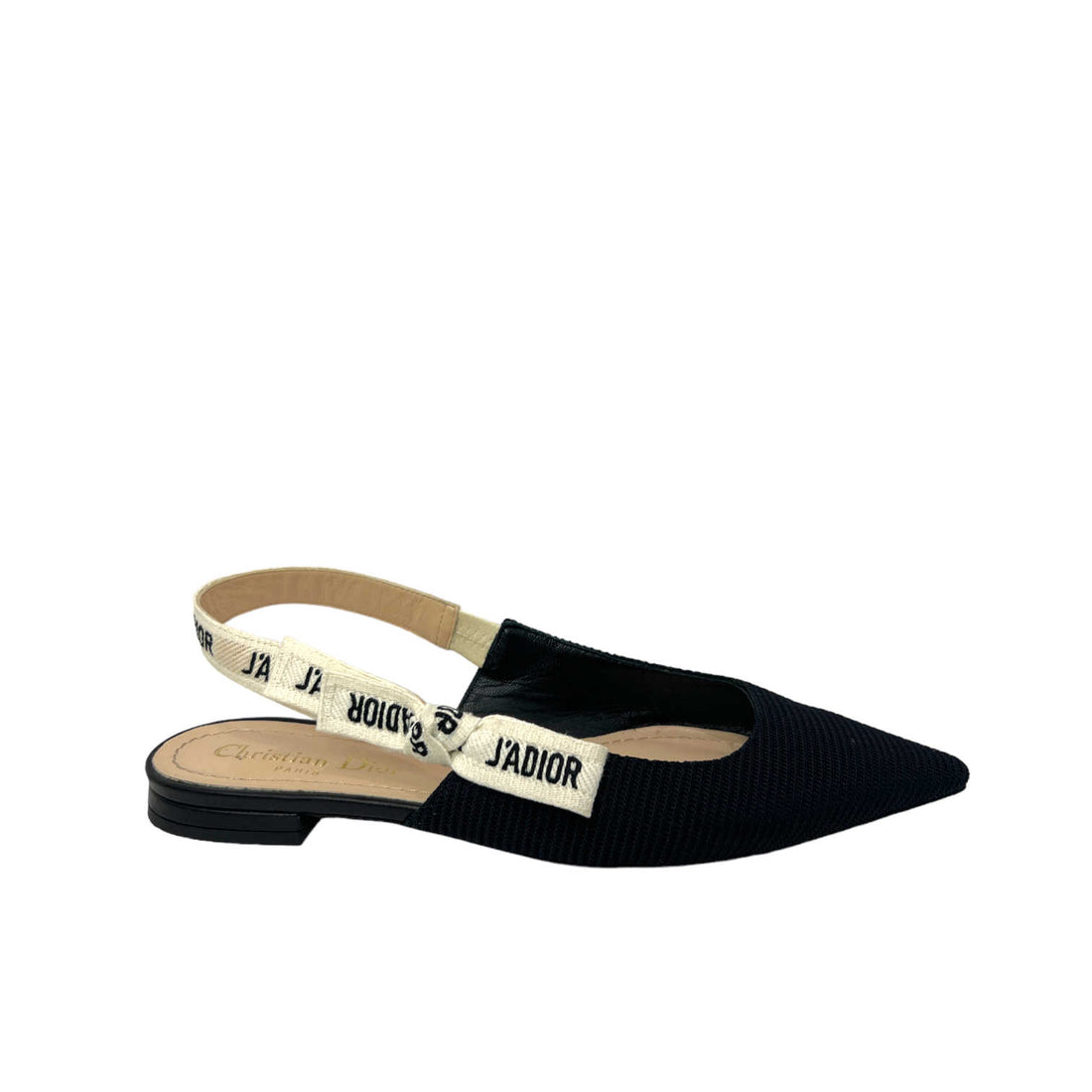 dior black j'adior slingback flats right outer side view