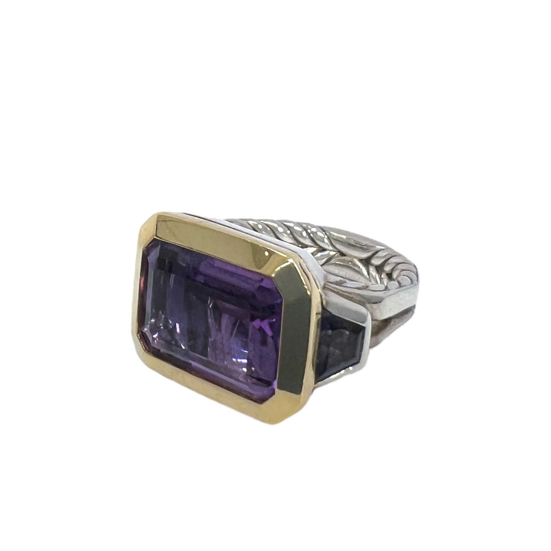 david yurman amethyst three stone novella ring very good condition front view