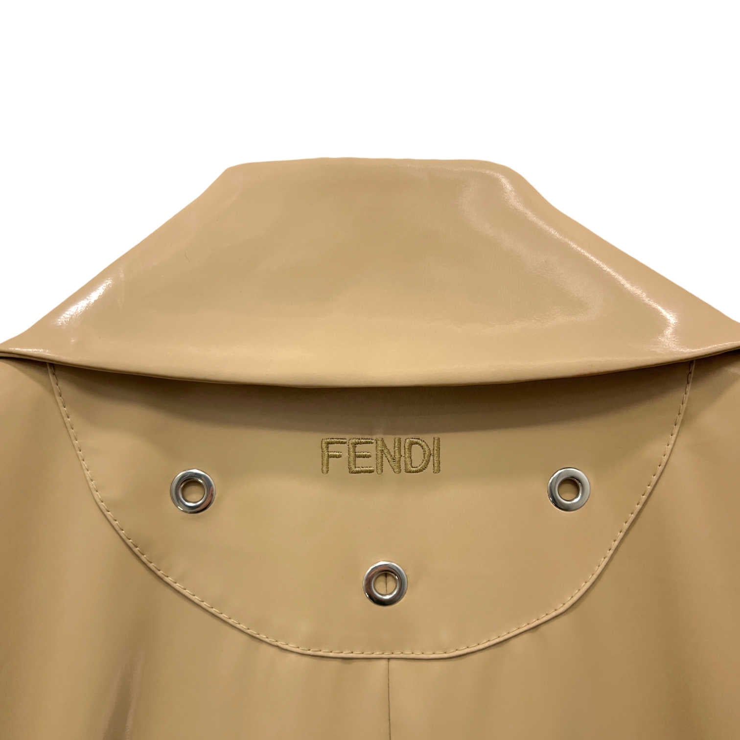 fendi shiny belted trenchcoat zucca lining back logo zoom