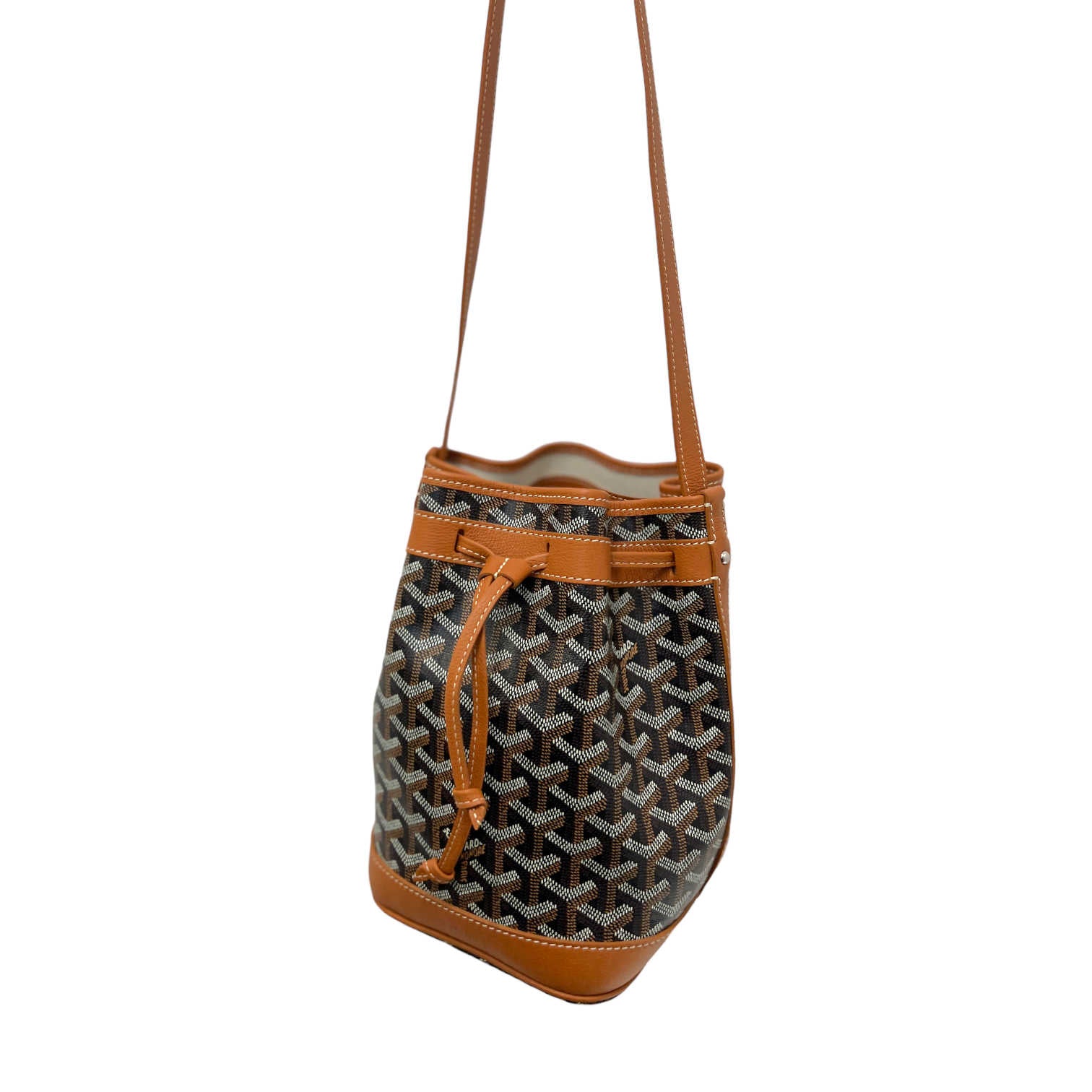 goyard petit flot bucket bag black monogram canvas hanging