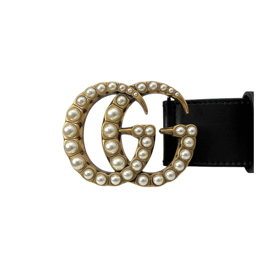 gucci pearl double G belt buckle zoom