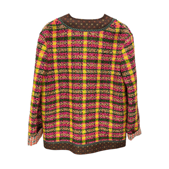 gucci multicolor plaid tweed cardigan back view