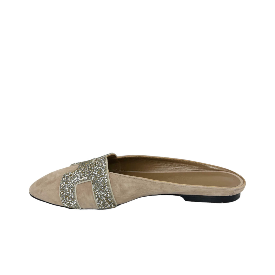 hermes roxane glitter h mules front right inner side view