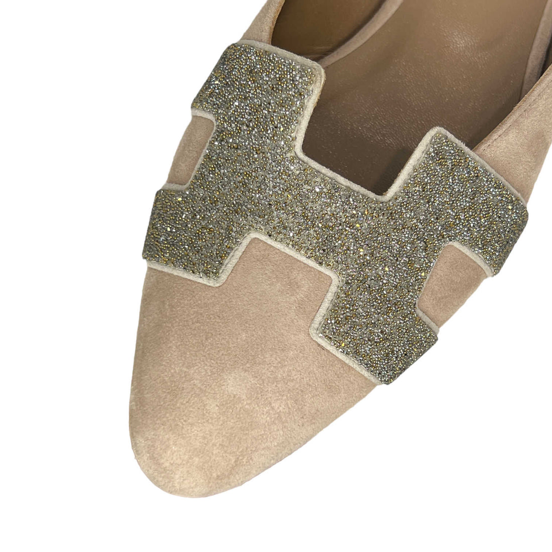 hermes roxane glitter h mules front detail zoom