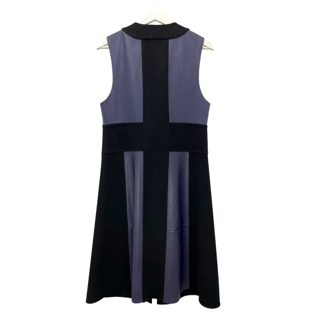 hermes leather cashmere paneled sleeveless dress back