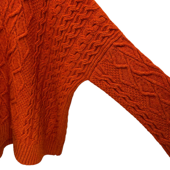 loro piana orange cabled turtleneck sweater drop shoulder sleeve zoom