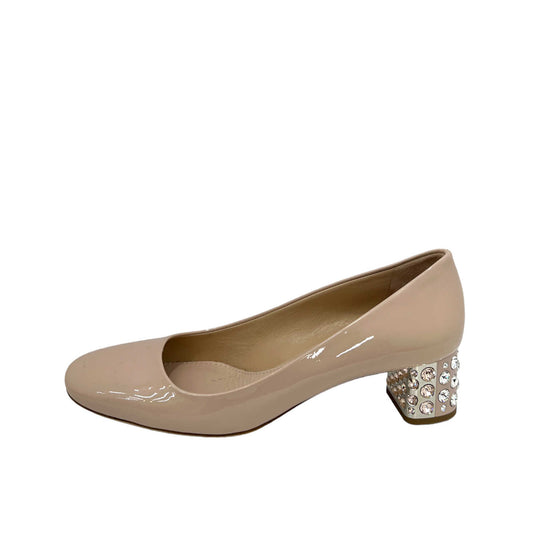 miu miu patent nude crystal block heel pumps left outer side view