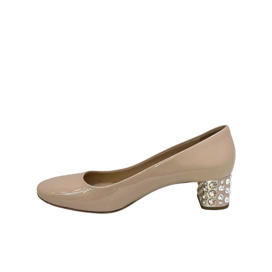 miu miu patent nude crystal block heel pumps right inner side view