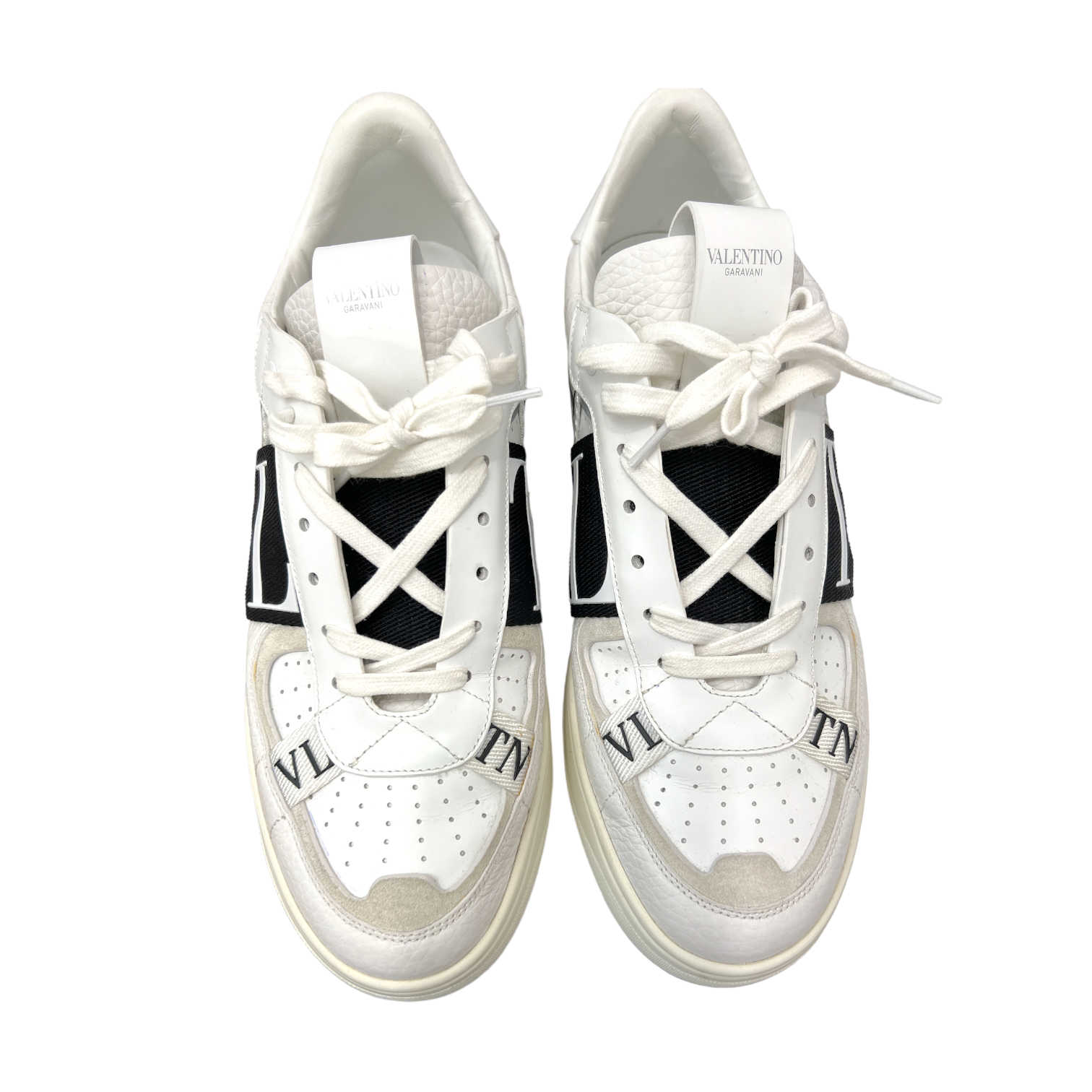 valentino mens vl7n white leather sneaker pair top view