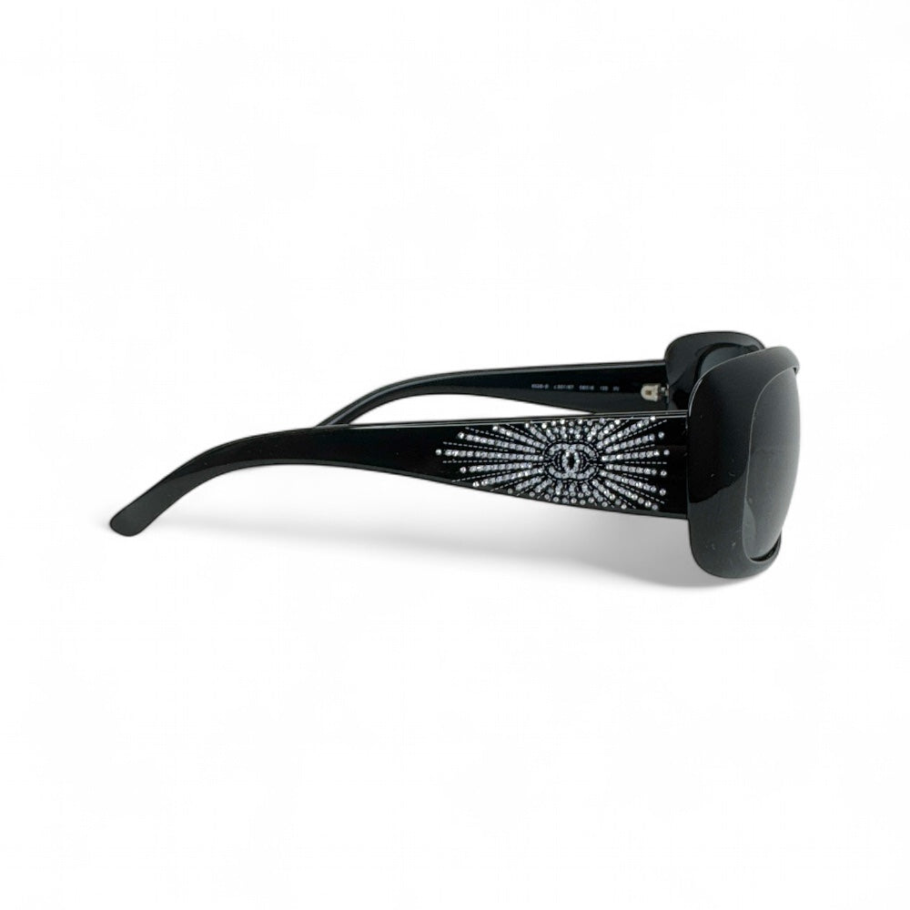 Chanel Crystal CC Logo Sunglasses 6026-B c.501/87 Black